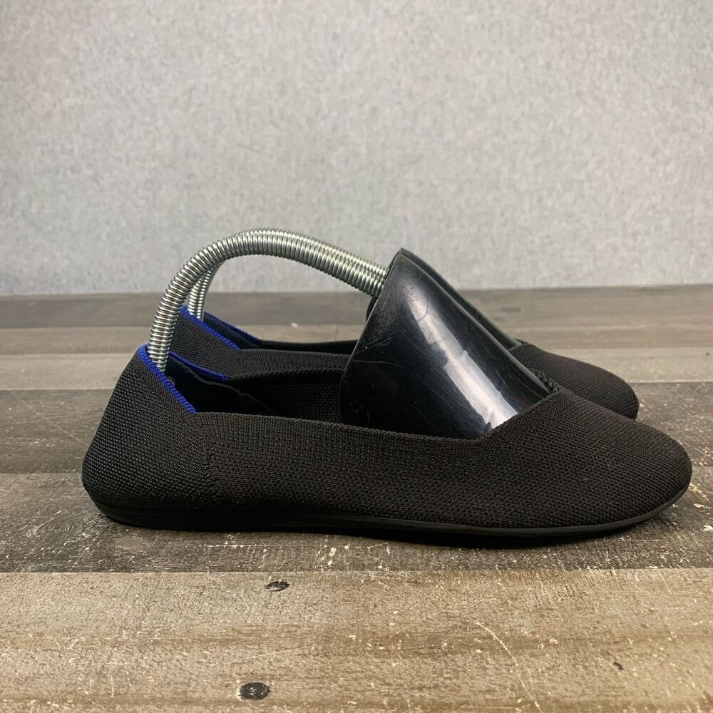Rothy’s Women’s Size 8.5 The Flat Round Toe Shoes Black Ballet Knit Stretch